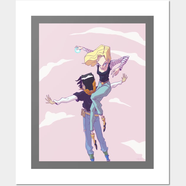 Android 18 and 17 Wall Art by alldough